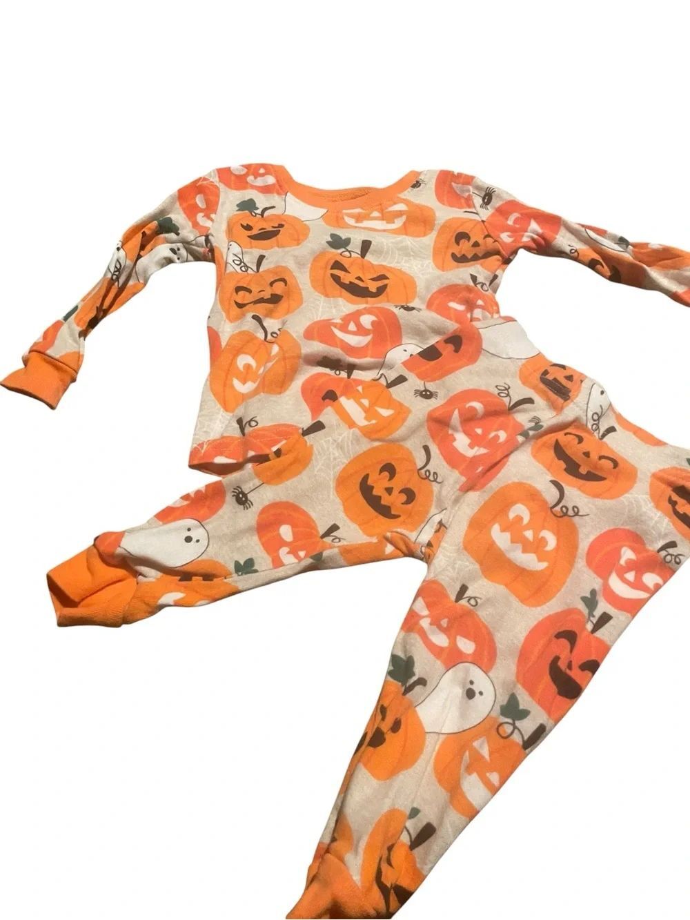 Halloween Pumpkin & Skeleton two -Piece Pajama Set for Kids size 9-12 months - Picture 2 of 3